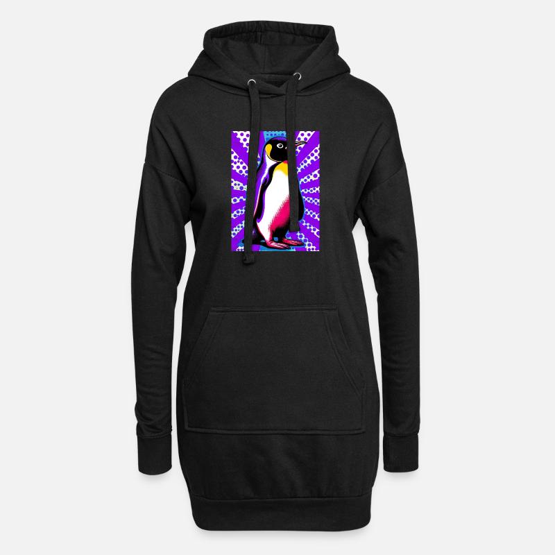 Pinguin - Hoodie-Kleid - Schwarz