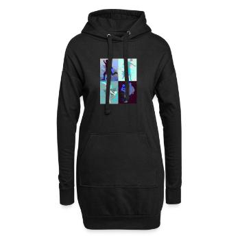 Fußball ,Fußballer , fußball,graffiti,bunt,blau - Hoodie-Kleid - Schwarz - Vorne