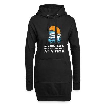 Boating Pontoon Captain Living Life One Motorboat - Hoodie-Kleid - Schwarz - Vorne
