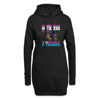 Zum Motocross geboren zur Schule gezwungen - Hoodie-Kleid - Schwarz - Vorne