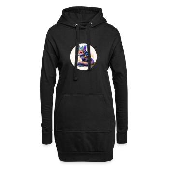 Tier Fuchs fantasy und niedlich - Hoodie-Kleid - Schwarz - Vorne