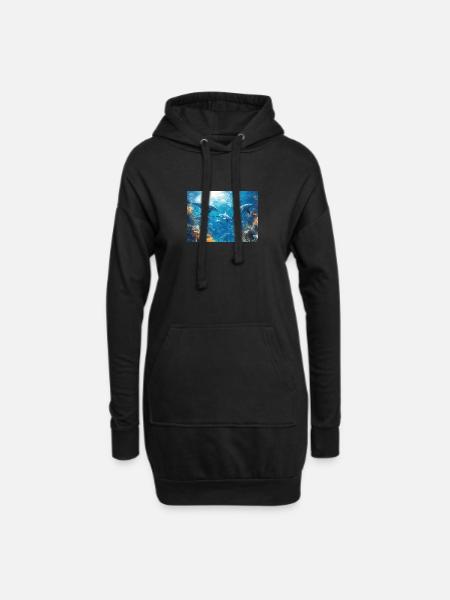 Dauphin Grand dauphin Mammifère marin École de dauphins - Sweat-shirt à capuche long Femme - noir