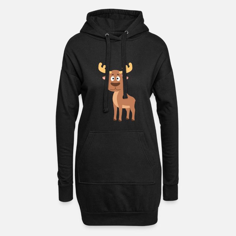 Elch - Hoodie-Kleid - Schwarz