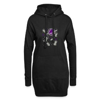 Graysexuelle Katze im Weltraum Graysexual Pride - Hoodie-Kleid - Schwarz - Vorne