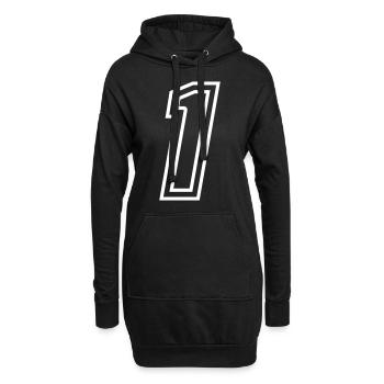 1 Zahl nummer - Hoodie-Kleid - Schwarz - Vorne