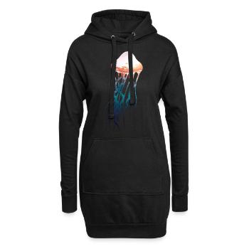 Méduses - Sous l’eau avec coucher de soleil - Sweat-shirt à capuche long Femme - noir - Devant