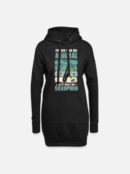 Saxophon früher war ich Normal - Hoodie-Kleid - Schwarz