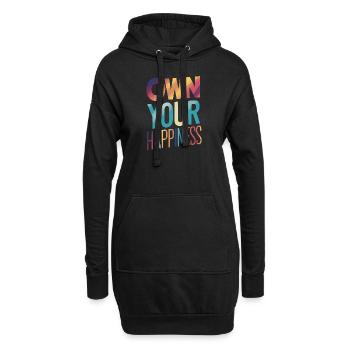 Besitze dein Glück - Hoodie-Kleid - Schwarz - Vorne