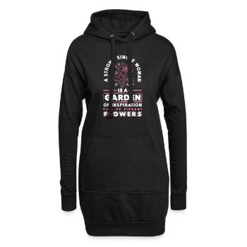 Une femme célibataire forte est un jardin de fleurs - Sweat-shirt à capuche long Femme - noir - Devant