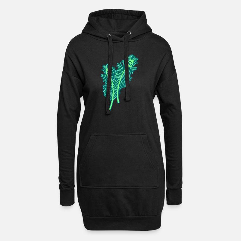 pfau feathers - Hoodie-Kleid - Schwarz