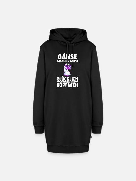 Gans Gänse - Hoodie-Kleid - Schwarz