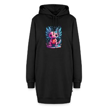 Axolotl Pink und Blau - Hoodie-Kleid - Schwarz - Vorne