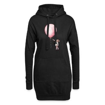 Fille avec cadeau de ballon - Sweat-shirt à capuche long Femme - noir - Devant