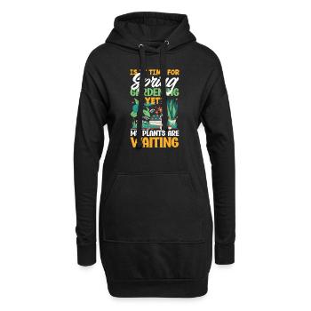 Mes plantes attendent le jardinier - Sweat-shirt à capuche long Femme - noir - Devant