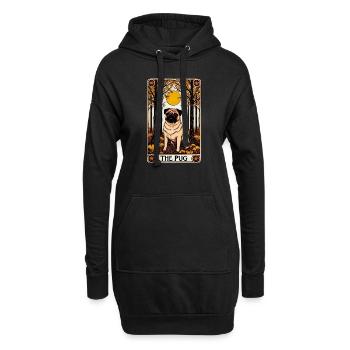 Le carlin - Sweat-shirt à capuche long Femme - noir - Devant