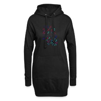 Noten, Musik, bunte Noten - Hoodie-Kleid - Schwarz - Vorne