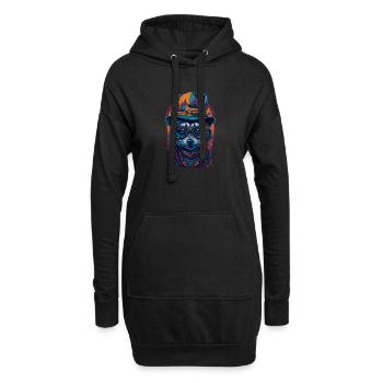 Mignon raton laveur avec chapeau et drôles de lunettes - Sweat-shirt à capuche long Femme - noir - Devant