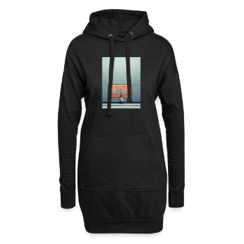 Frau, Die An Der U-Bahn-Wand Steht - Hoodie-Kleid - Schwarz - Vorne