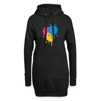 Drei bunte Farbflecken im Graffiti Stil - Hoodie-Kleid - Schwarz - Vorne