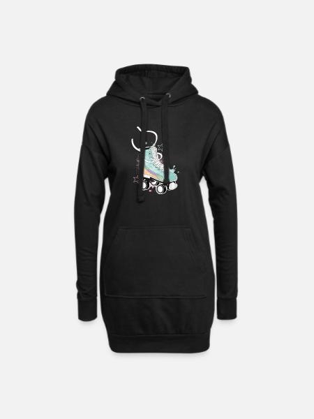 Rollschuh in Retro Farben mit Graffiti und Sterne - Hoodie-Kleid - Schwarz