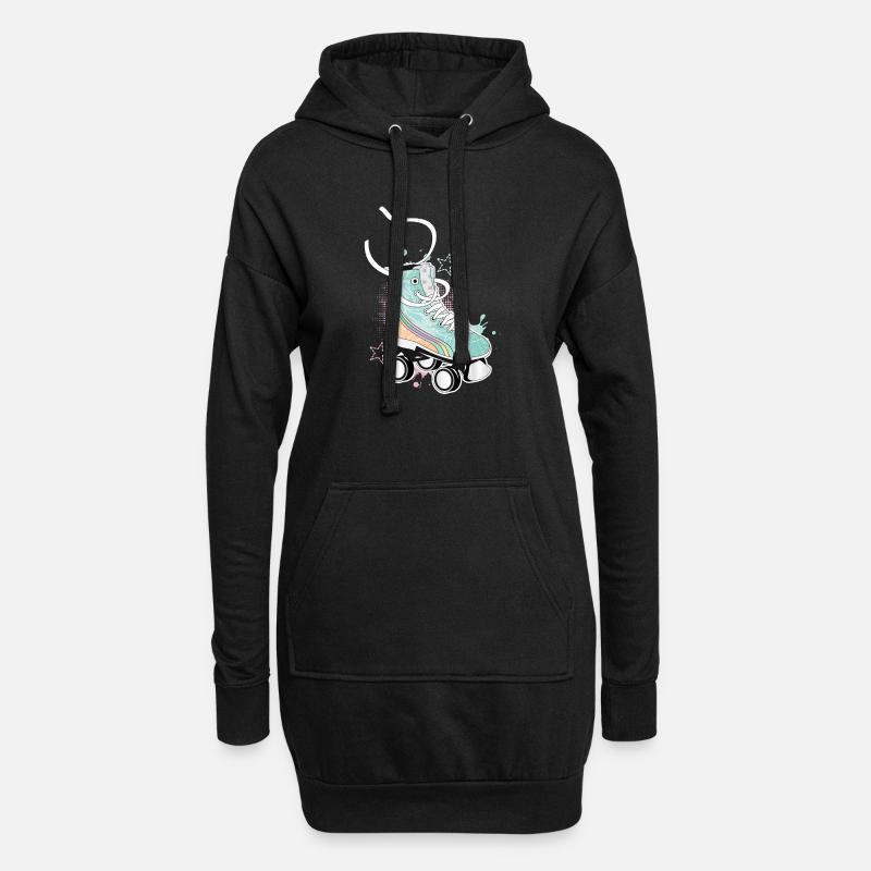 Rollschuh in Retro Farben mit Graffiti und Sterne - Hoodie-Kleid - Schwarz