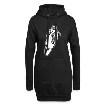 Wheelie extrême avec moto à la course - B/W - Sweat-shirt à capuche long Femme - noir - Devant