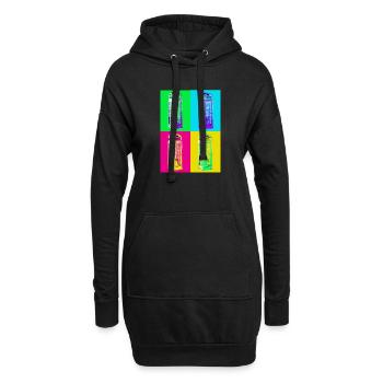 Mehrfarbige Pop-Art-Telefonzelle - Hoodie-Kleid - Schwarz - Vorne