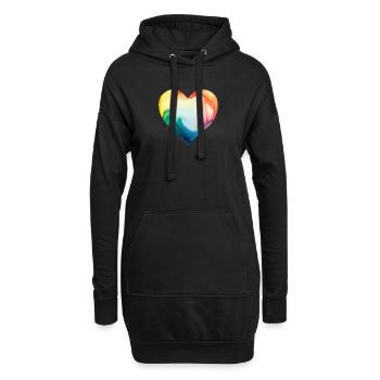 Lgbt Herz Regenbogen - Hoodie-Kleid - Schwarz - Vorne