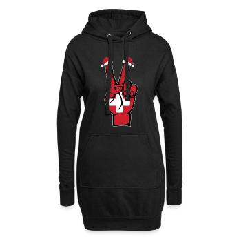 Schweiz Flagge Weihnachten Peace Symbol - Hoodie-Kleid - Schwarz - Vorne