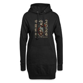 Chinesischer Drache - Hoodie-Kleid - Schwarz - Vorne
