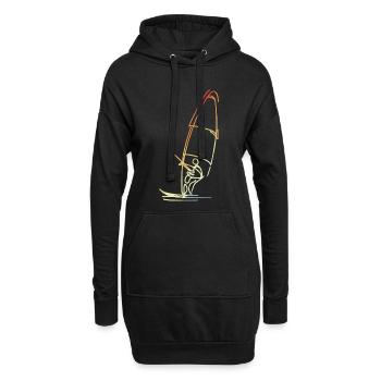 Windsurfer Skizze Vintage - Hoodie-Kleid - Schwarz - Vorne