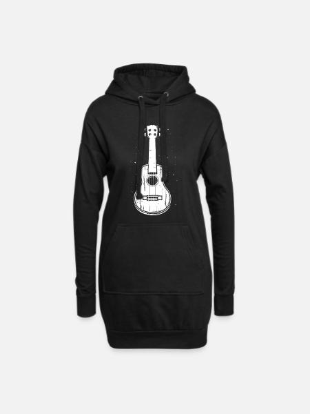 Ukulele Zeichnung - Hoodie-Kleid - Schwarz