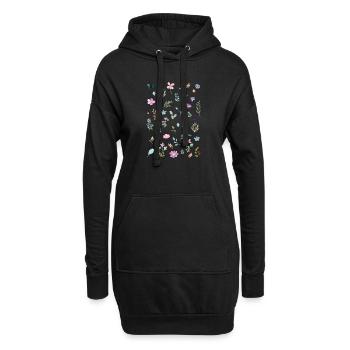Aquarell Blumen auf Schwarz - Hoodie-Kleid - Schwarz - Vorne