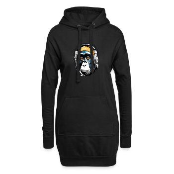 Musik Affe Schimpanse Kopfhoerer als Geschenkidee - Hoodie-Kleid - Schwarz - Vorne