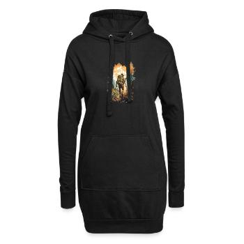 Mountain Trekker at Sunset - Hoodie Dress - black - Front
