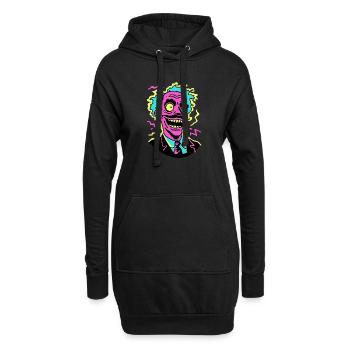Neon Schreiende Pop Art Porträt - Hoodie-Kleid - Schwarz - Vorne
