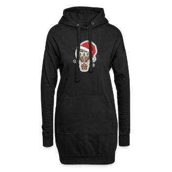 Heißluftballon mit Weihnachtsmütze Weihnachtsmotiv - Hoodie-Kleid - Schwarz - Vorne