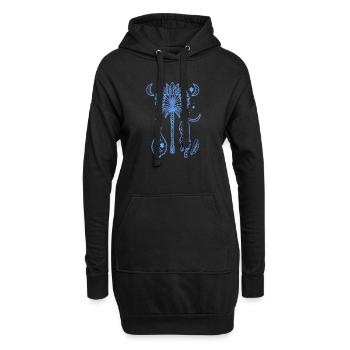 Mondnacht Palmenzauber Illustration - Hoodie-Kleid - Schwarz - Vorne