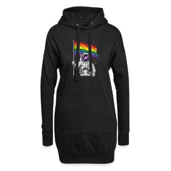 Pride Month LGBT – Astronaut mit Regenbogenflagge - Hoodie-Kleid - Schwarz - Vorne