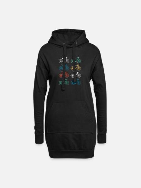Vélo de route rétro - Sweat-shirt à capuche long Femme - noir