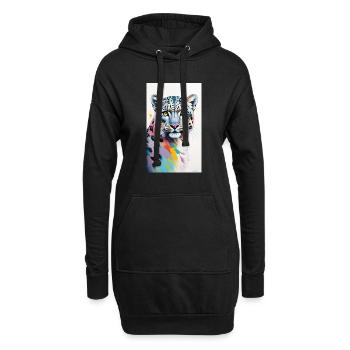 Schneeleopard | Leopard | Raubtier - Hoodie-Kleid - Schwarz - Vorne