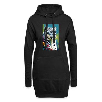 Schneeleopard | Leopard | Raubtier - Hoodie-Kleid - Schwarz - Vorne