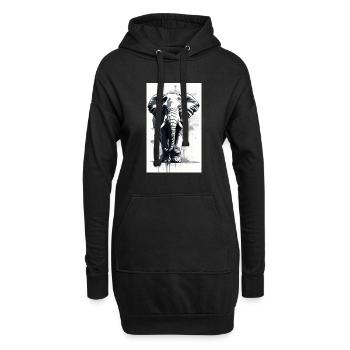 Elefant | Wildtier | Afrika | Kindermotive - Hoodie-Kleid - Schwarz - Vorne