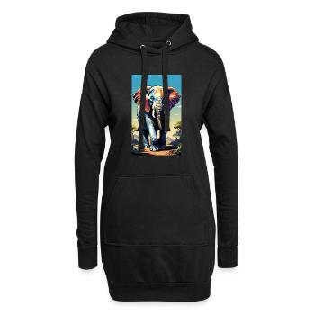 Elefant | Wildtier | Afrika | Kindermotive - Hoodie-Kleid - Schwarz - Vorne