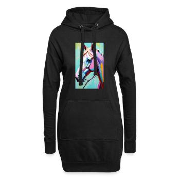Pferd | reiten | Tier | Reittier | Bunt - Hoodie-Kleid - Schwarz - Vorne