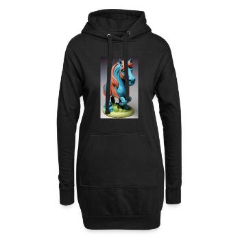 Cheval | Équitation | Animaux | Monture | Coloré - Sweat-shirt à capuche long Femme - noir - Devant