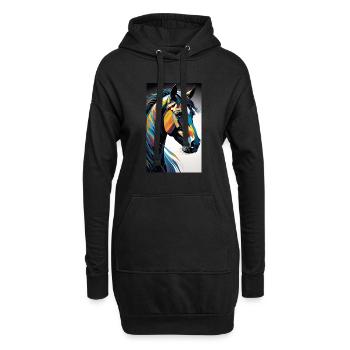 Cheval | Équitation | Animaux | Monture | Coloré - Sweat-shirt à capuche long Femme - noir - Devant