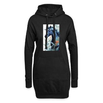 Cheval | Équitation | Animaux | Monture | Coloré - Sweat-shirt à capuche long Femme - noir - Devant