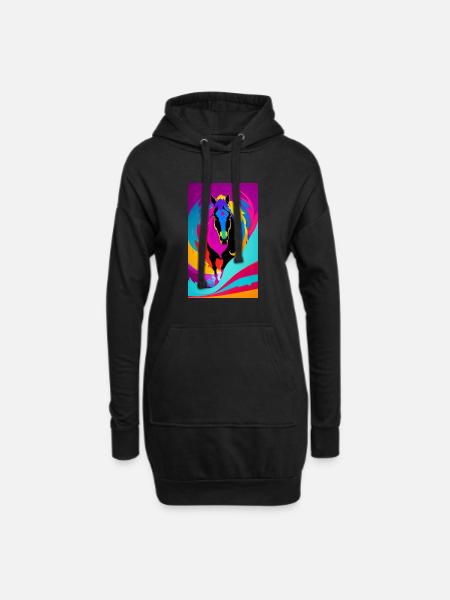 Horse | Horse Riding | Animal | Mount | Colorful - Hoodie Dress - black