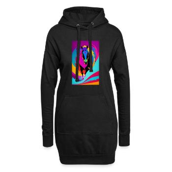 Cheval | Équitation | Animaux | Monture | Coloré - Sweat-shirt à capuche long Femme - noir - Devant